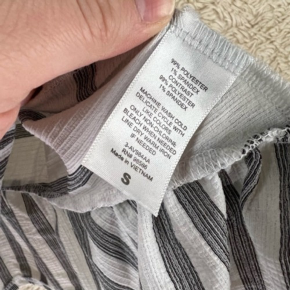 Ava James Womens Blouse Tank White Gray Striped‎ Sleeveless Notch Neck S - Picture 7 of 12